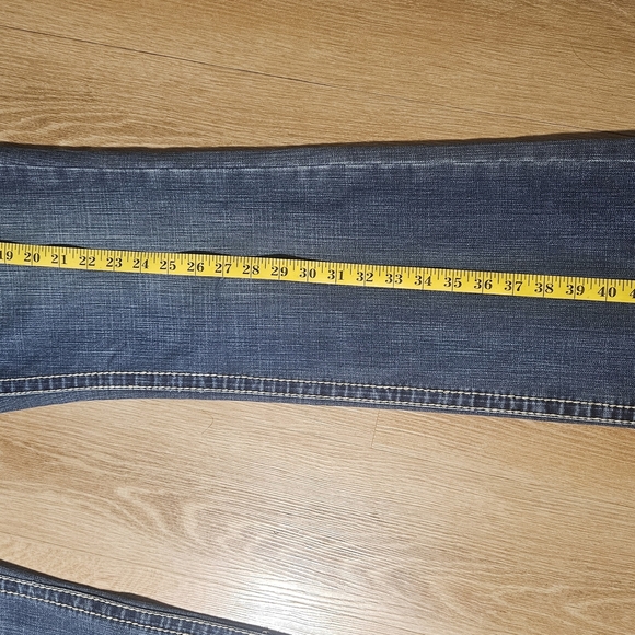 Classic Blue Boot Cut Jeans with Subtle Distressing - Picture 6 of 8